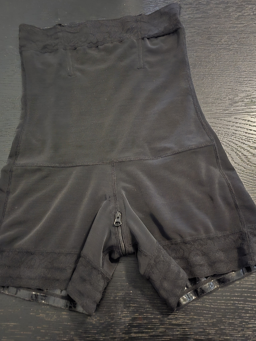 High-Waist Black Shapewear Shorts with Front Zipper